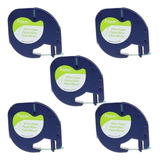 5 Fitas Compatível Dymo Letratag Papel 12mm Branca 91200