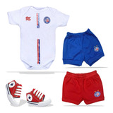 5 Itens Bebê Bahia Body 2 Shorts Tênis E Clip 100 Algodão