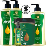 5 Kit Argan Hábito Cosméticos Hidratação Reduz Volume Frizz
