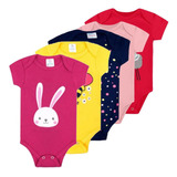 5 Kit Conjunto Manga Curta Bodie Body Infantil Bebe Nenem