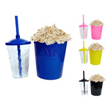 5 Kits Cinema Balde Pipoca 1 Lt Copo Twister Cristal 400ml