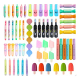 5 Kits Mini Canetas Marca Texto Escolar Lembrancinha Kawaii