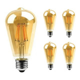 5 Lâmpada Led 4w Pera Decorativa St64 Bivolt Retro Vintage