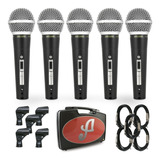 5 Microfones Arcano Renius 8 Kit Cabos Xlr p10 4 5 Metros