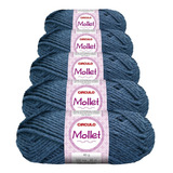 5 Novelos Lã Mollet 40g Crochê Tricô Círculo Cor 2423 Fibra Negra