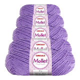 5 Novelos Lã Mollet 40g Crochê Tricô Círculo Cor 6399 Azaléia