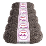 5 Novelos Lã Mollet 40g Crochê Tricô Círculo Cor 7417 Chumbo