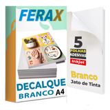 5 Papel Gomado Decalque Waterslide Jato Tinta Branco Ferax