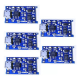 5 Pçs Carregador Bateria 18650 Tp4056 Micro Usb Com Proteção
