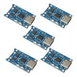 5 Pçs Carregador Bateria 18650 Tp4056 Type c Com Proteção