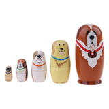 5 Peças De Cães Fofos Estampados Babushka Russos Bonecos
