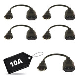 5 Peças Extensão Prolongador Mini 25cm 10a Preto Dans