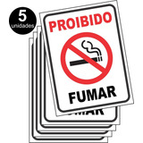 5 Placas Proibido Fumar 20x15cm Sinalização Não Fume Ps 1mm