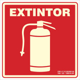5 Placas Sinalização De Extintor 20x20cm Fotoluminescente