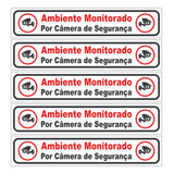5 Placas Sinalização Monitorado Câmeras De Segurança 25x5cm