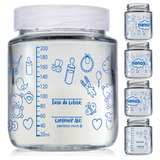 5 Potes De Vidro Armazenar Leite Materno Graduação 200ml