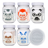 5 Potes Vidro Armazenar Leite Materno Papinha 267 kawaii 