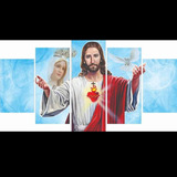 5 Quadros Decorativo Mosaico Jesus Cristo E Maria Mãe