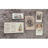 5 Santinhos Católicos Antigos Em Papel
