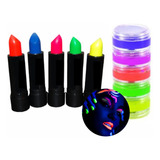 5 Tinta Facial 3 Batom Neon Brilha Maquiagem Fluorescente