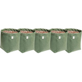 5 Vasos De Feltro Para Plantas 11 Litros Cultivo Apartamento Cor Verde