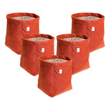 5 Vasos Feltro Plantas 11 Litros Cultivo Indoor King Pot Cor Vermelho
