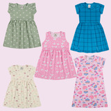 5 Vestidos Criança Infantil Bolinha Coração Estampas Variada