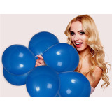 50 Balão Latex Import Liso Azul