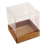 50 Caixas Mini Panetone 6x6x7 Branca Kraft - Transparente