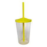 50 Copo Caldereta 500ml Cristal Com Tampa E Canudo! 