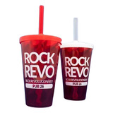 50 Copos Personalizados Caldereta 500ml Com Tampa E Canudo!