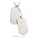 50 Corrente 2 Placas Identificação Militar Dog Tag Aço Inox