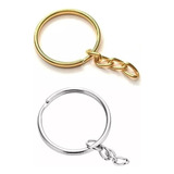 50 Dourado +50 Prata Argolas Para Chaveiro C/ Corrente 25mm
