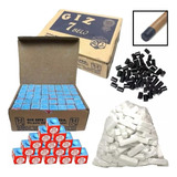 50 Giz Azul 01 Kg Giz Branco Taco Bilhar Sinuca 10 Ponteiras