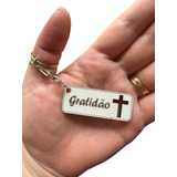 50 Lembrancinha Chaveiro Mdf Gratidao Cruz Igreja Religioso