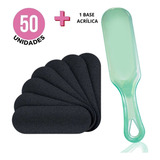 50 Lixas P/ Pés Refil Descartável + 1 Base Suporte Acrílico
