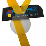 50 Medalhas Redondas 4cm Acrílico Cristal 2mm C/ Fita Tafetá