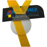 50 Medalhas Redondas 4cm Acrílico Cristal 2mm C/fita Amarela