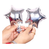 50 Mini Balão Metalizado Estrela 10cm Cesta Atacado 5 Polega Cor Prata