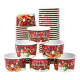 50 Pcs Tigelas De Lanche De Natal Copos De Sorvete De Papel 