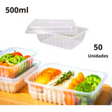 50 Pote Descartável 500ml Freezer Microondas Marmita Cristalcopo