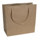 50 Sacolas Kraft 22x22x10cm Bolsa Papel 110 Gramas Quadrada