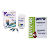 50 Tiras Fitas + 100 Lancetas De Teste Glicemia G-tech Free