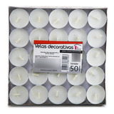 50 Velas Rechaud Brancas Flutuantes Com Base De Aluminio
