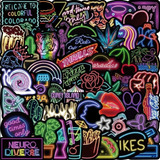 50 Adesivos Luminárias Neon Art Sticker Vinil Prova D água