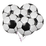 50 Balão Bola Futebol Metalizado Redondo 45cm Festa Gás Ar Cor Branco preto