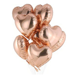 50 Balão Coração Rosê Metalizado Flutua Gás Hélio Fest Cor Rose Gold