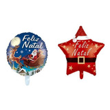 50 Balão Feliz Natal Metalizado 45cm Estrela Redondo Atacado Cor Azul vermleho Redondo estrela