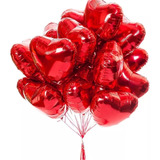 50 Balão Metalizado Coração Vermelho 10