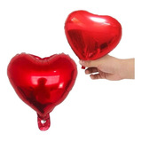 50 Balão Metalizado Coração Vermelho 22cm